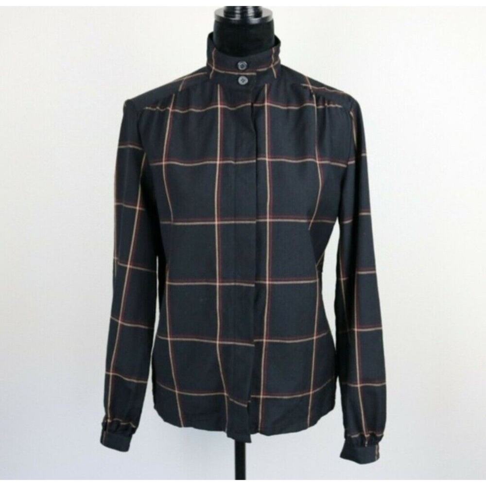 VTG Pendleton Wool Blouse 10 Windowpane USA Made Academia Heritage EUC